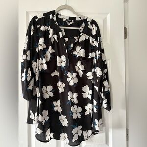 Torrid Black and White Floral Blouse